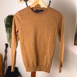 J. Crew Camel Tan Merino Wool Crewneck Sweater Pullover Top XS